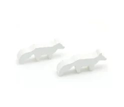 Pion renard polaire blanc en bois 45 x 20 x 8 mm