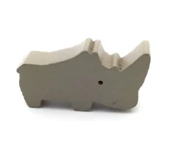 Pion rhinocéros gris en bois pour jeu 50 x 30 x 12 mm