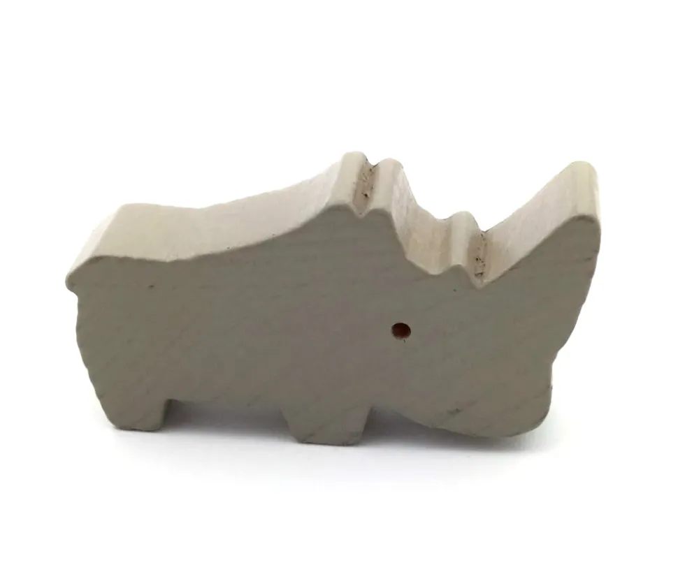 Pion rhinocéros gris en bois pour jeu 50 x 30 x 12 mm