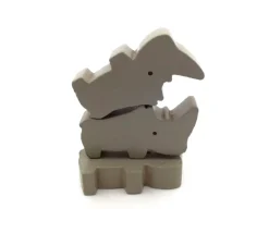 Pion rhinocéros gris en bois pour jeu 50 x 30 x 12 mm