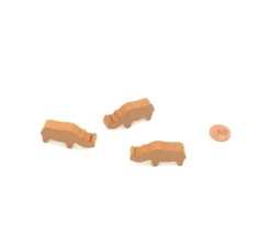 Pion rhinocéros marron clair en bois pour jeu 39 x 20 x 8 mm