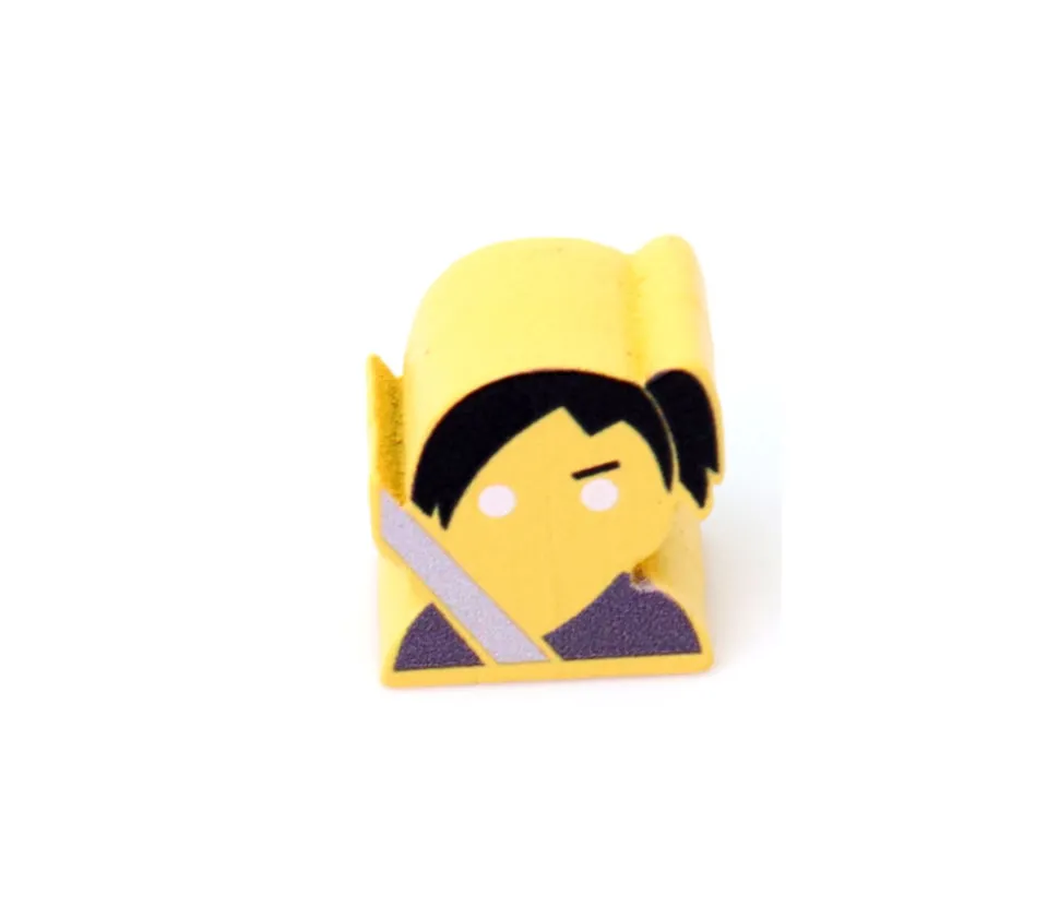 Pion Samouraï ninja jaune en bois 16 x 15 x 10 mm