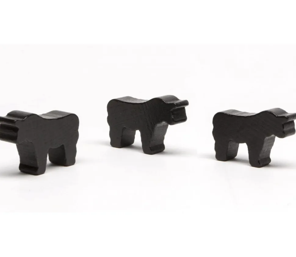 Pion taureau noir en bois 35 x 25 x 10 mm.