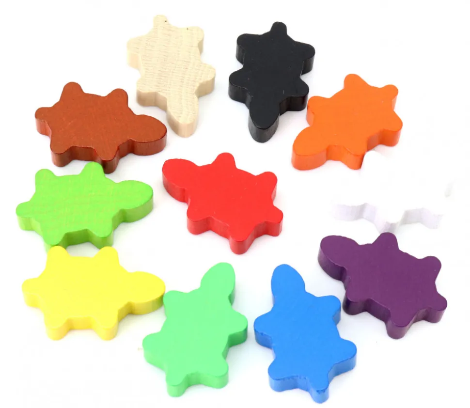 Pion Tortue en bois coloré 35 x 22 x 8 mm pour jeux