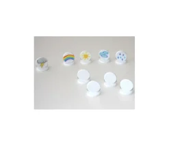 Pions ronds à personnaliser lot de 10 supports blancs 15 x 17 mm