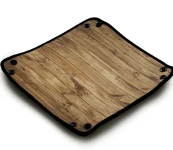 Piste de dés souple néoprène décor bois 21x 21 cm