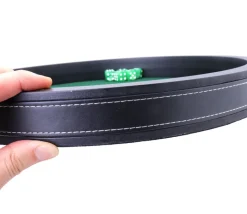 Piste dés 34 cm noire et verte tour tissu cuir avec 5 dés