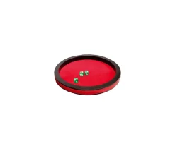 Piste dés 30 cm prestige rouge tour cuir avec 3 dés
