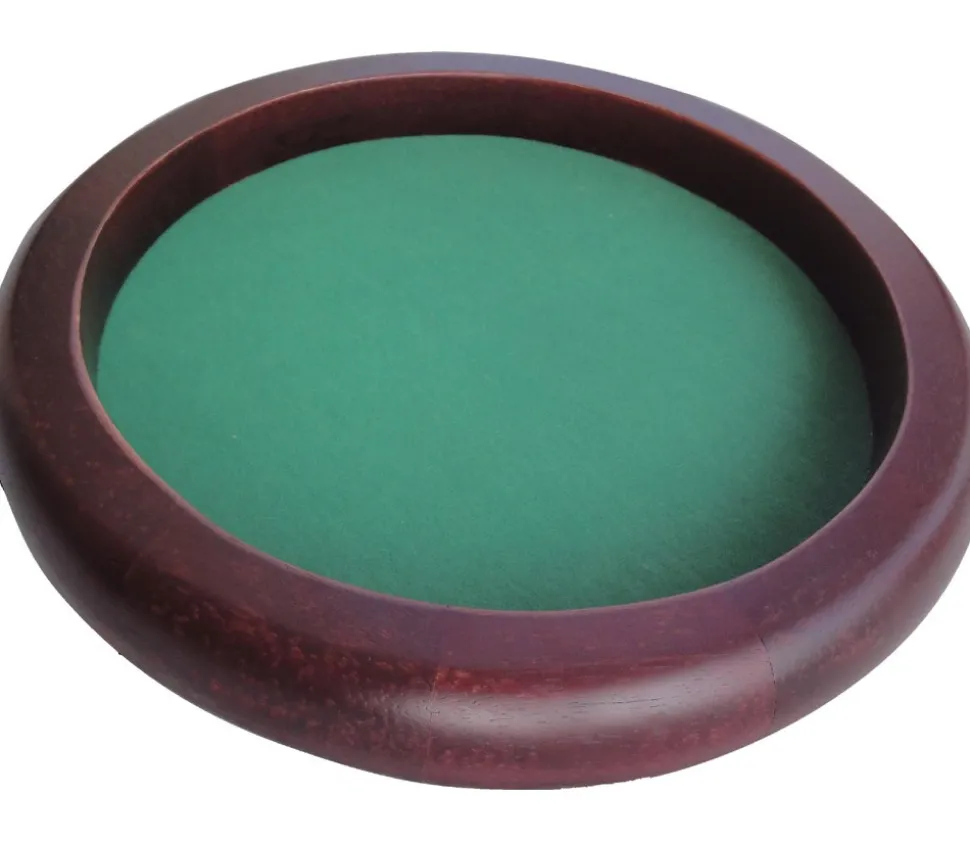 Piste dés bois marron 35 cm pour jeu avec 5 dés