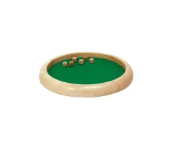 Piste dés en bois ronde de 35 cm avec 5 dés bois