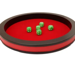 Piste dés rouge et noire de 43 cm avec 5 dés