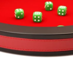 Piste dés rouge et noire de 43 cm avec 5 dés