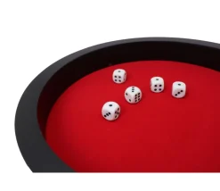 Piste dés rouge et noire de 30 cm avec 5 dés