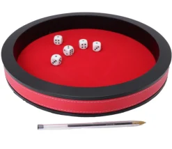 Piste dés rouge et noire de 30 cm avec 5 dés