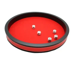 Piste dés rouge et noire de 34 cm avec 5 dés