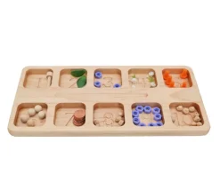 Plateau bois massif de 10 compartiments de 1 à 10 - Math Montessori
