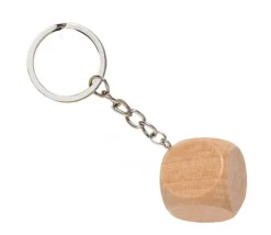 Porte-clés dé bois neutre à personnaliser