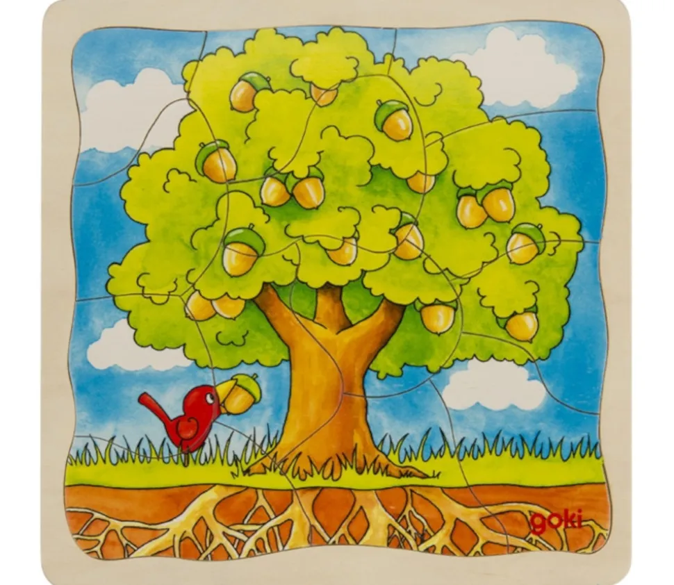 Puzzle à 4 étages en bois : Cycle de l'arbre