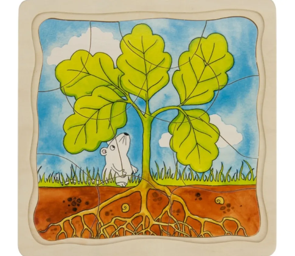 Puzzle à 4 étages en bois : Cycle de l'arbre