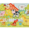 Puzzle bois Animaux de la Ferme 8 pièces à boutons à encastrer