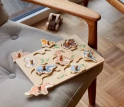 Puzzle bois Animaux de la Forêt 9 pièces à boutons à encastrer