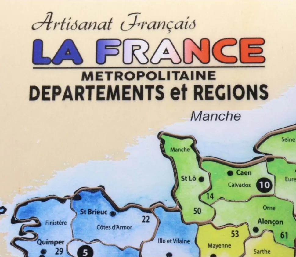 Puzzle bois Carte de France dans cadre 29,9 cm
