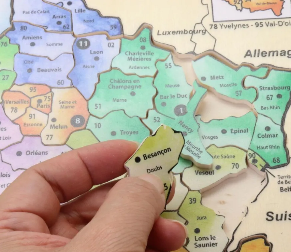 Puzzle bois Carte de France dans cadre 29,9 cm