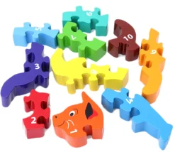 Puzzle bois Chat 10 pièces 1 à 10 - commerce équitable