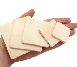 Puzzle bois naturel 5 carrés - plateau 33 x 21 cm