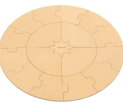 Puzzle bois rond géant neutre 70 cm - 17 pièces Montessori cercle annuel
