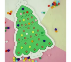 Puzzle bois sapin de Noël avec 65 pompons