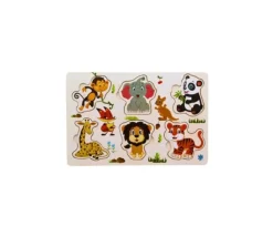 Puzzle en bois 6 à 7 pièces à encastrer animaux savane