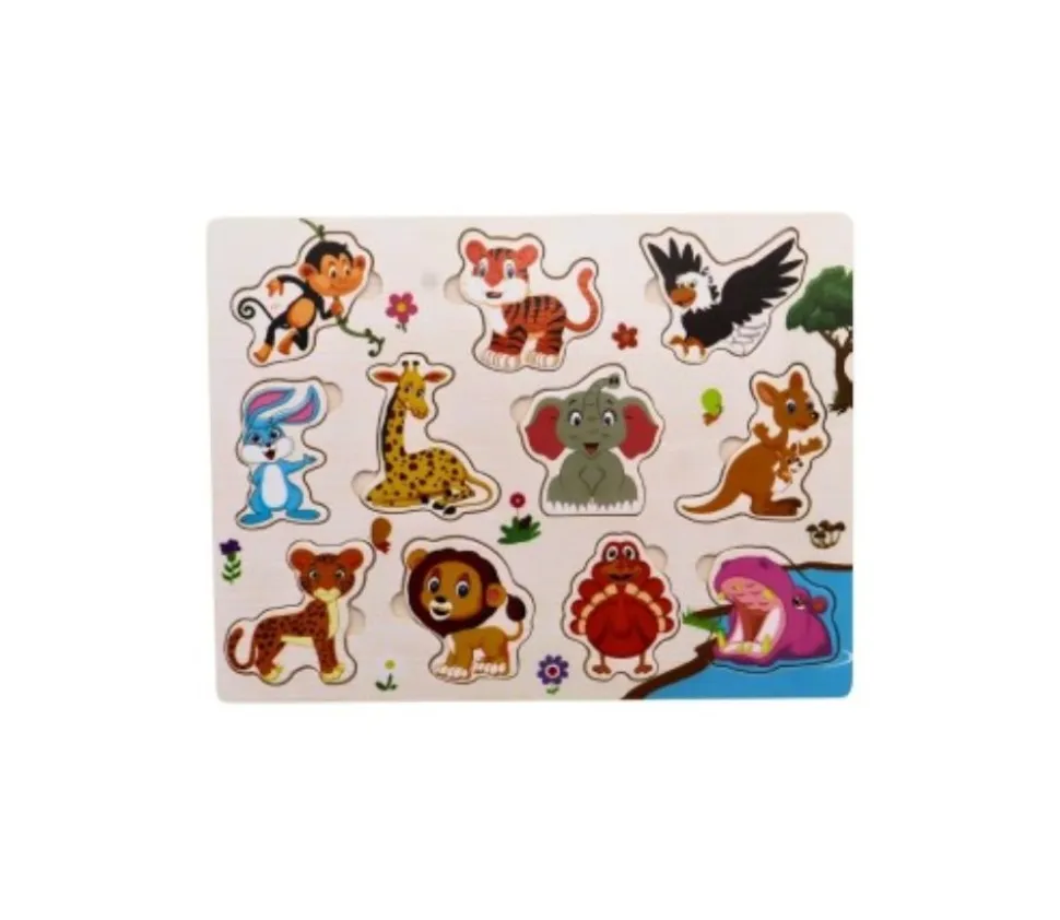 Puzzle en bois 10 à 11 pièces à encastrer les animaux sauvages