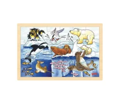 Puzzle en bois 24 animaux de la banquise
