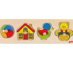 Puzzle en bois à boutons 4 pièces à encastrer jouets