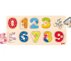 Puzzle en bois 10 pièces chiffres 0 à 9 30 x 15 cm apprendre à compter