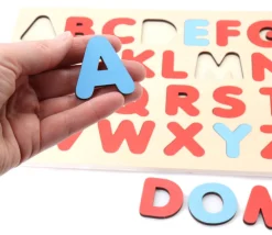 Puzzle en bois alphabet méthode Montessori - Cadre 30 x 21 cm