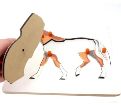 Puzzle en bois cheval - 7 pièces à boutons à encastrer