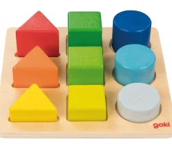 Puzzle en bois classement formes, couleurs et hauteurs