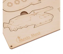 Puzzle en bois naturel véhicules 8 pièces