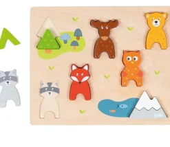 Puzzle jeu en bois Animaux forêt 8 pièces figurines