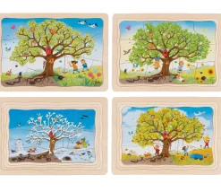Puzzle les Saisons à 4 étages en bois : Le pommier