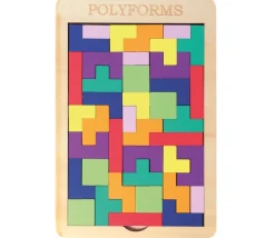Puzzle multicolore en bois style Tétris - 40 pièces 8 couleurs