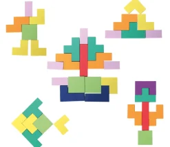 Puzzle multicolore en bois style Tétris - 40 pièces 8 couleurs