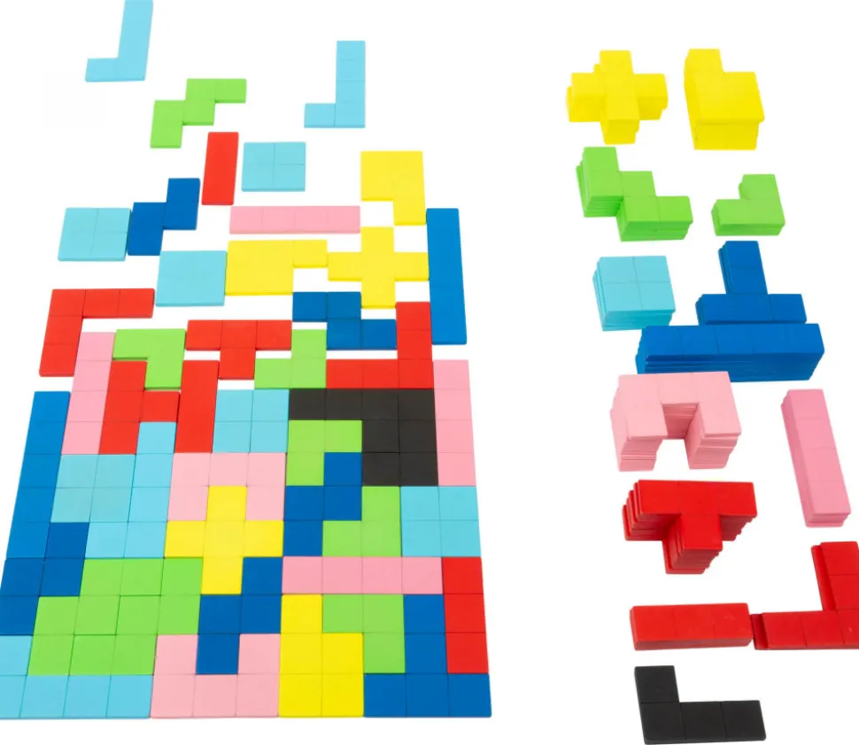 Puzzle multicolore formes géométrique en bois Tétris 114 pièces
