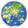 Puzzle rond en bois 57 pièces double face : les continents vus du ciel