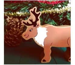 Renne figurine en bois 100 x 109 x 25 mm