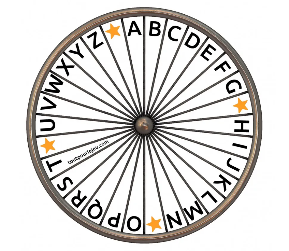 Roue des lettres de l'alphabet gratuite à imprimer à télécharger