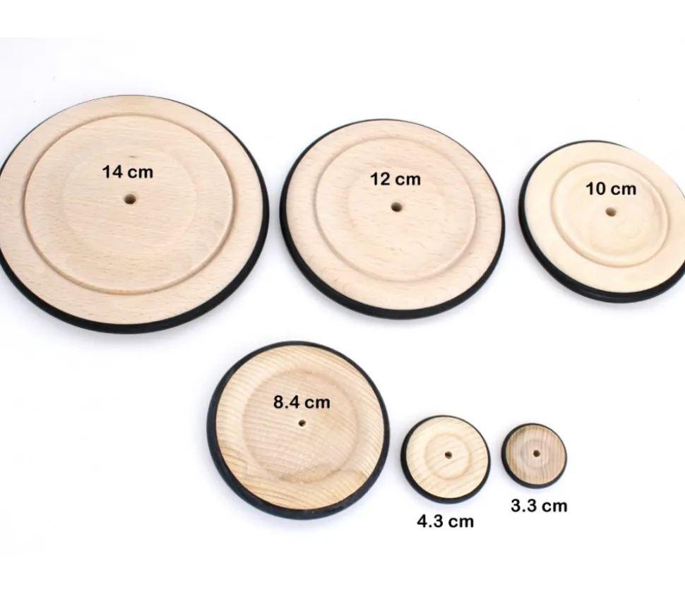 Roue en bois de 4.3 cm avec pneu caoutchouc pour construction
