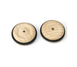 Roue en bois de 3.4 cm avec pneu caoutchouc noir